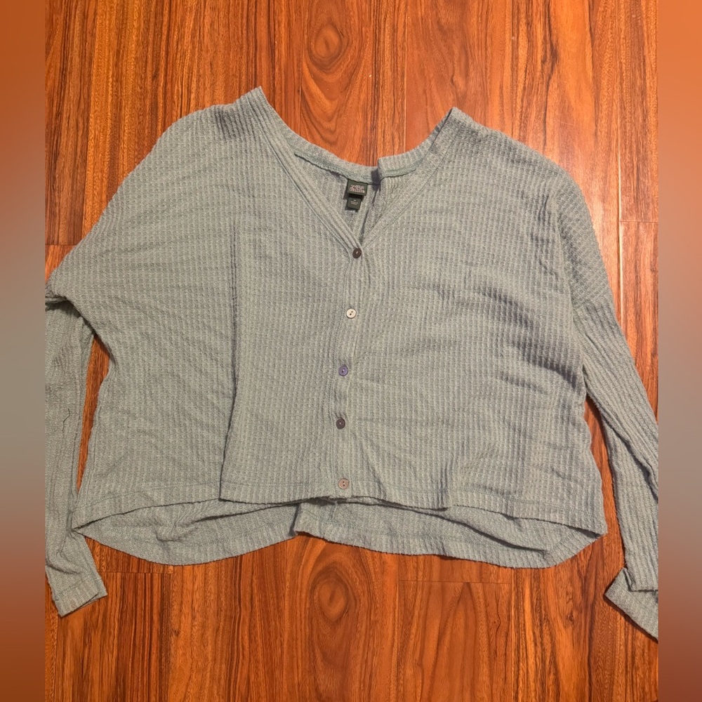 Long sleeve waffle, cropped light blue, long sleeve from target